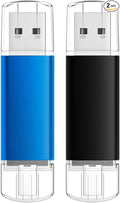 AreTop 32GB USB C Flash Drive USB 2.0 Dual Thumb Drive 32GB USB Drive 2-in-1 Portable Type-C Memory Stick for iPhone 16/15, Android Smartphone, Computers, MacBook, Tablets, 2 Pack, (Black & Blue)