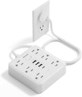Portable Ultra Thin Flat Plug Surge Overload Protector Power Strip 5ft Extension Cord with 6 AC Power Outlets 4 USB (1C) for Home Office Dorm Travel Essentials Fire and Reach 15A 1875W UL