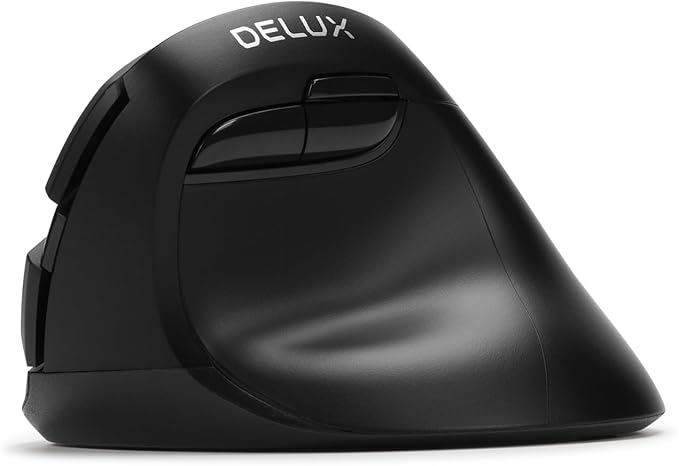 DELUX Wireless Ergonomic Mouse, Vertical Mouse for Small Hand, Silent Click Ergonomic Mouse, Up to 4000 DPI, 6 Buttons, BT 5.0/2.4G Dual Mode, for Carpal Tunnel, for Laptop/PC (M618MINI DB-Black)
