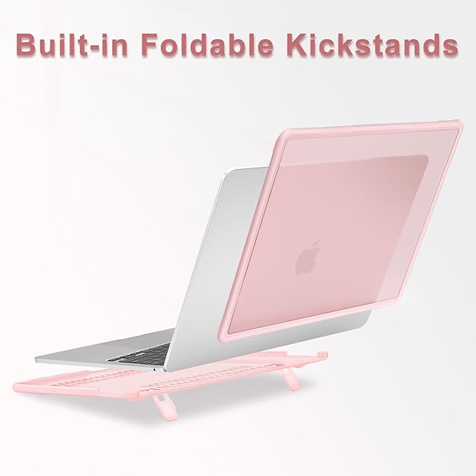 MOSISO Compatible with MacBook Pro 13 inch Case M2 2026-2016 A2338 M1 A2251 A2289 A2159 A1989 A1708 A1706, Heavy Duty Plastic Hard Case with Kickstand&Keyboard Skin&Screen Film&Type C, Pink