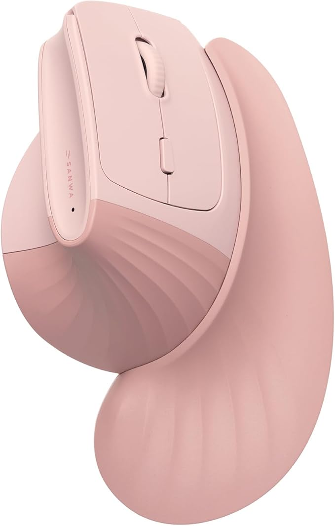 SANWA Wireless Ergonomic Mouse for Large Hands, Silent Click Vertical Mice with Removable Wrist Rest, 1000-4000 DPI, 3-Device (2.4G + 2 Bluetooth 5.4), Compatible with Mac, Windows, Laptop, PC, Pink