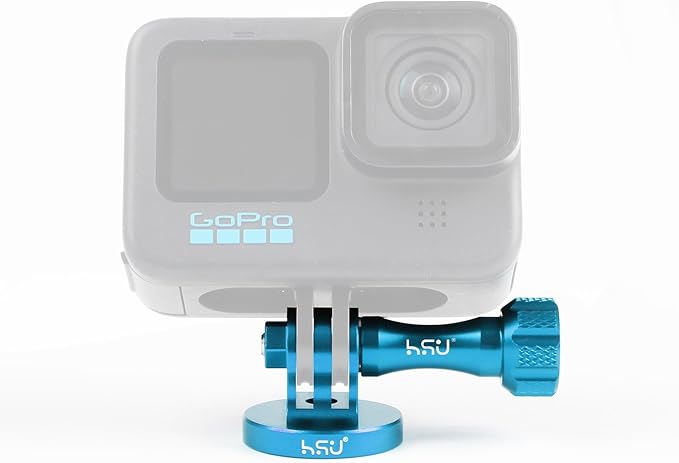 HSU Aluminum Alloy Metal GoPro Tripod/Monopod Mount with Aluminum Thumbscrew for GoPro Hero 13, 12, 11, 10, 9, 8, 7, 6, 5, 4, 3+, 3, 2, 1 HD, AKASO Campark and Other Action Cameras (Blue)
