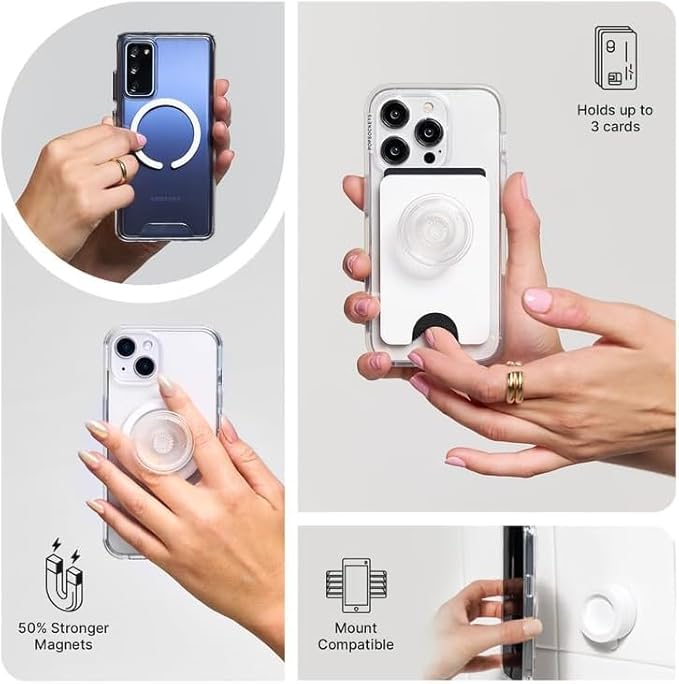 PopSockets Phone Grip for MagSafe, Magnetic Holder, Phone Stand, White - Coco Circus