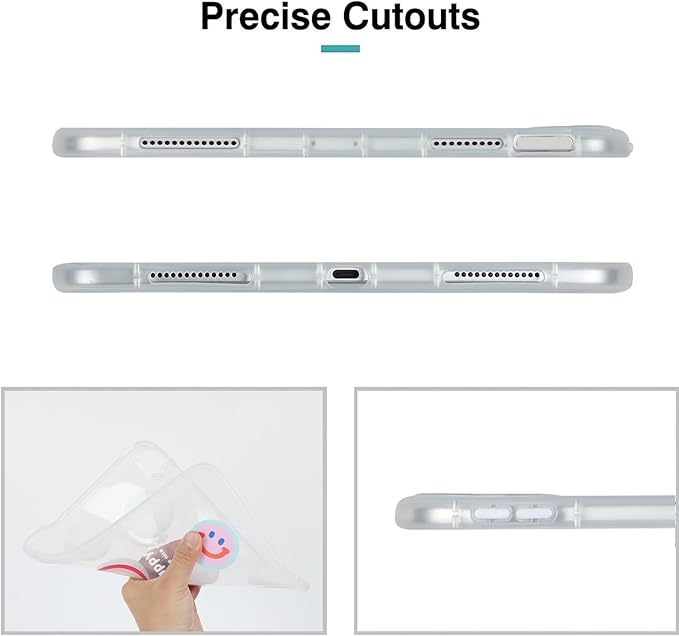 for iPad Pro 12.9 inch Case 6th/5th/4th/3rd Generation (2022/2021/2020/2018) Frosted Translucent Clear Slim Lightweight Cover Soft TPU Back Shockproof Silicone Shell,Smiling Happy Smile Face