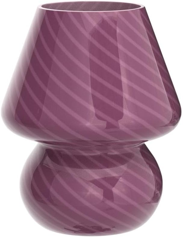 Mushroom Lamp,Glass Mushroom Bedside Table Lamps Purple Translucent Murano Vintage Style Striped Small Nightstand Desklamp Swirl Light for Home Decor, Dining, Living, Bedroom, Gift (Stripe Purple)