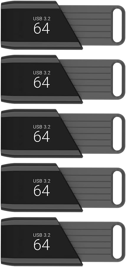 PNY 64GB Attaché X USB 3.2 Gen 1 Flash Drive, Advanced Performance Up to 130MB/s Read, Everyday Data Store & Transfer, Reliable Portable Storage, Durable, Type-A, Computers, Laptops, Desktops, 5-Pack