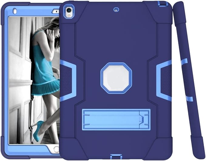 3 in 1 Hybrid Case for iPad Air 3 10.5" & iPad Pro 10.5" - Heavy Duty Rugged Stand, Shockproof, Anti-Slip & Scratch, Navy Blue