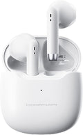 True Wireless Earbuds White Bluetooth 5.3 with Microphone for Working Out Noise Canceling Blue Tooth Ear Buds Deep Bass TWS Wireless Earphones with Charging Case in Ear Headphone for iPhone Android