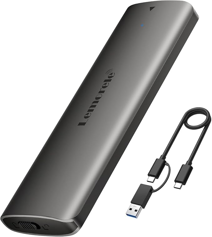 Lemorele Aluminum M.2 NVMe Enclosure,USB 3.2 Gen2 10Gbps Tool-Free ,SSD Enclosure for NVMe PCIe M-Key,Nvme USB Adapter Support UASP Trim for 2280 2260 2242 2230(Sata NOT Supported)