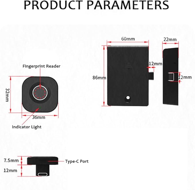 Docooler Smart Biometric Fingerprint Cabinet Lock - Keyless Hidden File Wardrobe Lock for Home Office, Remote Control