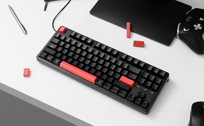 Keychron C3 Pro QMK/VIA Custom Gaming Keyboard, Programmable 87 Keys Compact TKL Layout Gasket Mount, Red LED Backlight Wired Mechanical Keyboard with Brown Switches for Mac/Windows/Linux
