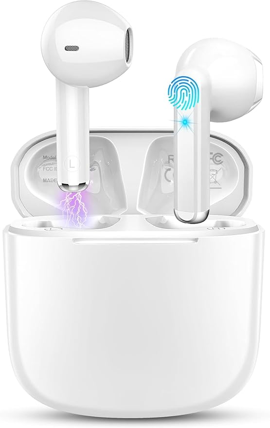 Wireless Earbud, Bluetooth Headphones 5.3 Mini Bluetooth Earbud, Deep Bass Stereo Wireless Earphones in Ear Sport 40H USB-C Charging Case, ENC Noise Cancelling Ear Buds with 4 ENC Mic Dual LED Display