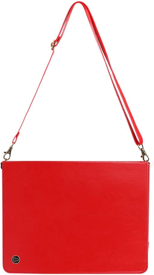 Handbag Case for iPad Pro 11-inch M5 M4 (2025/2024) - Techcircle Folio Stand iPad Crossbody Wallet Case with Pencil Holder, Hand Strap+Shoulder Strap Protective Cover, Red