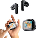 Touch screen earbuds Wireless Earbuds - Active Noise Cancelling Earbuds ANC with Smart Touch Screen - Ear Earbuds with Wireless Charging Case LED Display Deep Bass Earphones Headset with Built (Black)