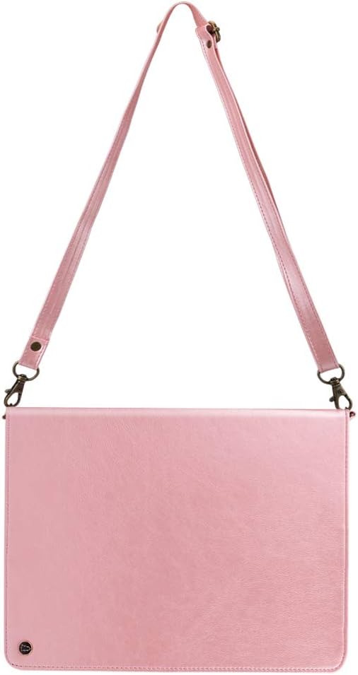 Case for iPad Pro 12.9" 2022/2021/2020, iPad Air 13" - Techcircle Folio Stand PU Leather Cover w/Hand Strap, Pencil Holder Crossbody Card Slots Envelope Pocket Wallet Case, Rose Gold