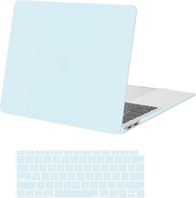 MOSISO Compatible with MacBook Air 13 inch Case M1 2021 2020 2019 2018 Release A2337 A2179 A1932 Touch ID, Plastic Hard Shell Cover&Keyboard Cover for MacBook Air 13.3 inch Case M1, Cloud Blue