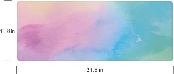 Large Gaming Mouse Pad with Stitched Edges, Watercolor Batik Desk Mat Extended Keyboard Pad, Non-Slip Rubber Base Desk Pad for Keyboard and Mouse, 31.5X11.8 inch