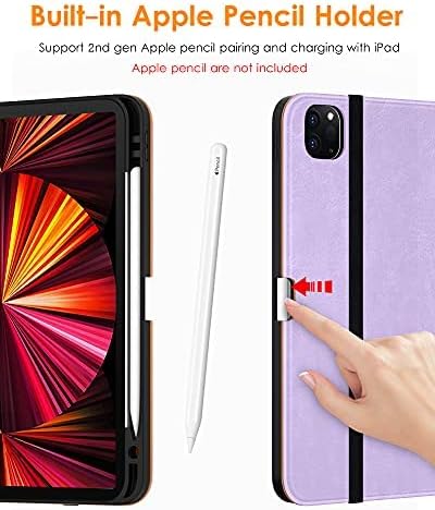 DTTO Case for iPad Pro 11 Inch 4th / 3rd / 2nd / 1st Generation 2022/2021/2020/2018,Premium PU Leather Folio Stand Cover with Hand Strap, Auto Wake/Sleep,Multiple Viewing Angles, Lavender