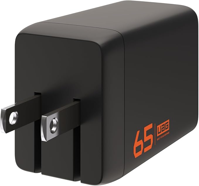 URBAN ARMOR GEAR UAG SRG 65W GaN 3-Port Wall Charger - USB USB-C Multiport Foldable Compact Travel PD 3.0 Quick Charging Power Adapter for Smartphone & Tablet, Black