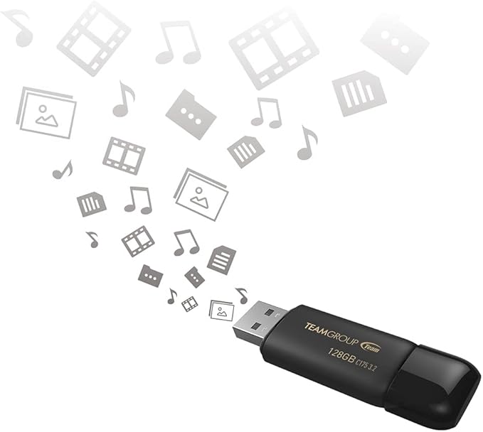 TEAMGROUP C175 128GB 2 Pack USB 3.2 Gen 1 (USB 3.1/3.0) Read 100MB/s Flash Thumb Drive, External Data Storage Memory Stick Compatible with Computer/Laptop Matte Black TC1753128GB22