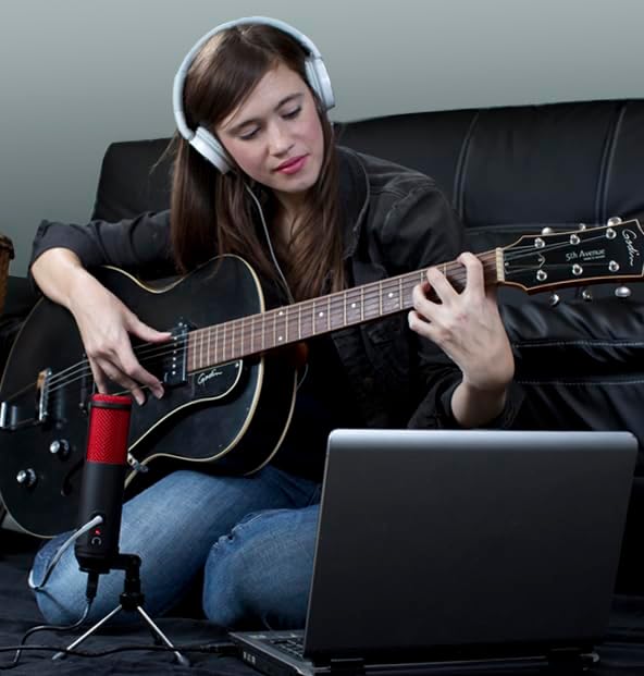 MXL TEMPO-KR Mac and PC Compatible USB 2.0 Powered Condenser Microphone - Black/Red
