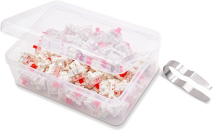 outemu Red Switches 65-Pack, 3 Pin Key Switches - Cherry MX Equivalent DIY Replaceable Switches for Mechanical Keyboard 45gf Linear/RGB/Dustproof