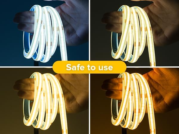 16.4FT COB LED Strip Lights Waterproof IP65 Dimmable Warm White 2700K Strips 320LEDs/m Adhesive DC24V Flexible Cuttable Strip Lights for DIY Home Decor, Cabinet (No Adapter or Controller)