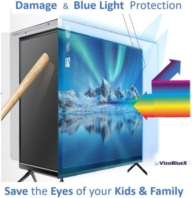 VizoBlueX 85-86 inch Blue Light and Damage TV Screen Protector. Protection Shield & Anti-Blue Light Filter Blocking UV for LCD LED 4K OLED QLED (75.2 x 43.1 inch)