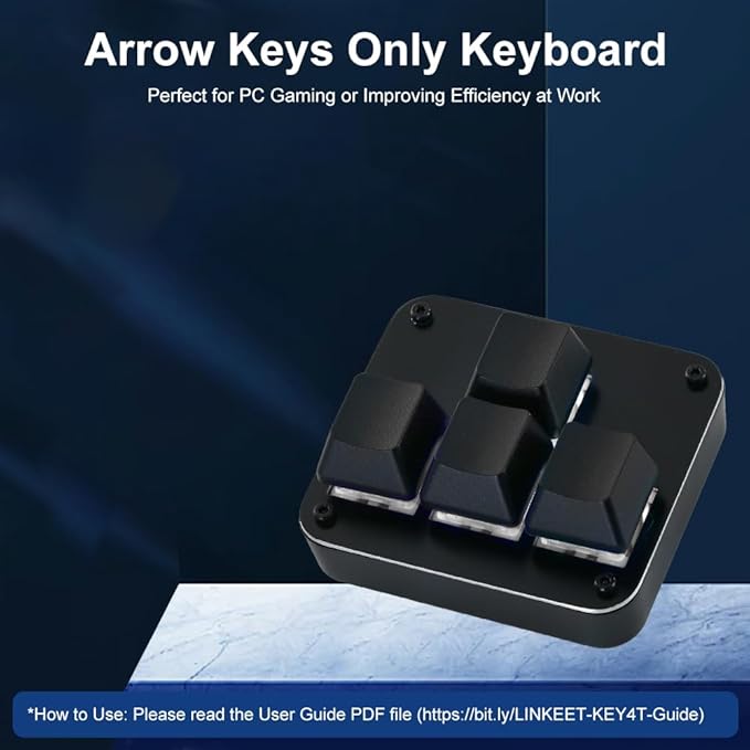 Arrow Keys Only Keyboard Mini WASD 4 Keys Macro Gaming Keypad One-Handed Mechanical Programmable Pad OSU Hot Swappable Linear Red Switches Metal Panel for Win/Mac,