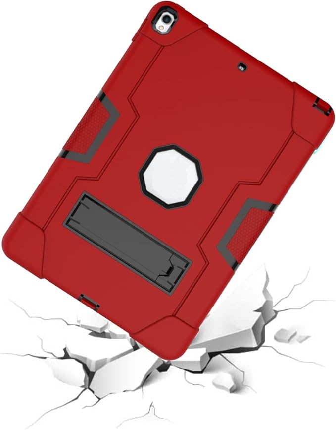 Case for iPad Air 3 10.5" 2019,for iPad Pro 10.5 inch 2017 Case,3 in 1 Hybrid [Soft&Hard] Heavy Duty Rugged Stand Shockproof Anti-Slip Anti-Scratch Full-Body Protective Case,Red/Black
