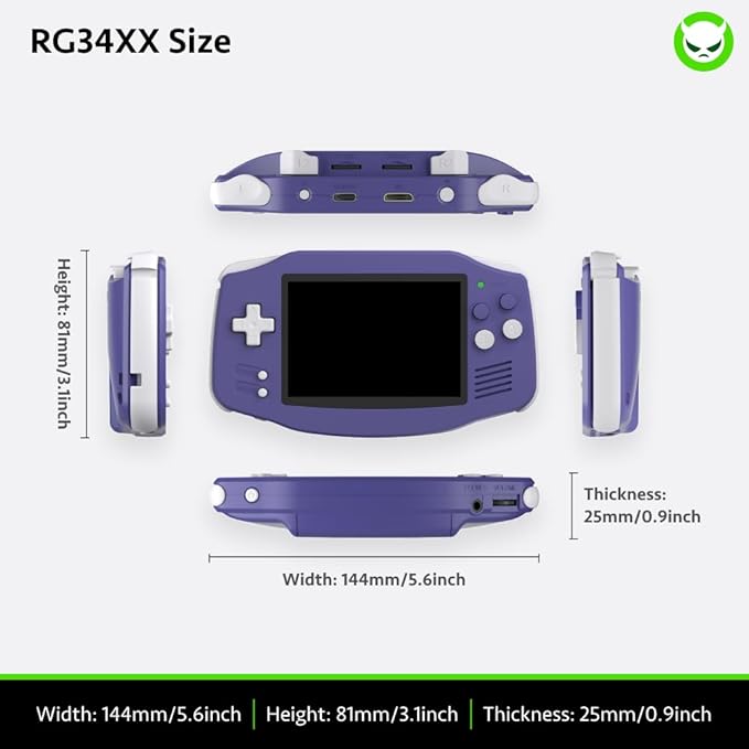 RG34XX Handheld Game Console 18K+ Preloaded Retro Games 35 Emulators 3.4” IPS Display 4K TV Output Classic Video Game Console Portable Gaming System with Fancy Case & Accessories (Indigo-64GB)