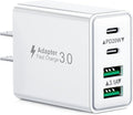 USB C Charger Block Fast Charging, 40W 4-Port USB C Wall Charger Dual Port PD Power Adapter+QC USB Wall Plug Multiport Type C Charging Block Cube for iPhone 16/15/14/13/12/11/Pro Max, Samsung, iPad