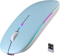 Wireless Bluetooth Mouse, Rechargeable, LED, Silent, Ultra-thin Design (Bluetooth 5.2 and 2.4GHz USB Receiver) | Portable Computer Mouse for Laptops, iPads, MacBooks and Apple Devices (blue)