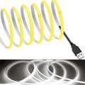 MDee】USB COB Tape Light LED Strip.9.84ft/3m- Flexible 5mm Hidden DC 5V LED Tape with 320 LEDs/m for White (6000K) Lighting. Cuttable, Shapeable, USB Powered. Ideal for Kitchen