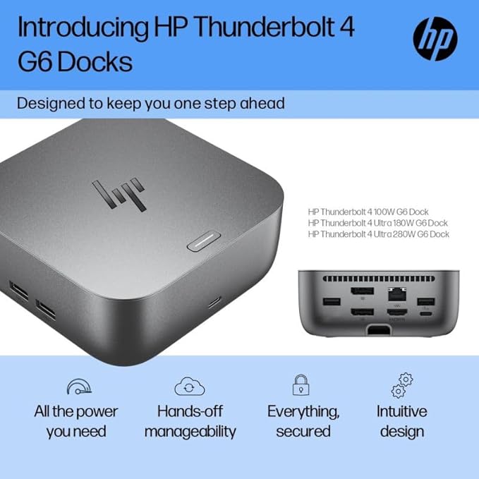 HP 100W G6 Thunderbolt 4 Dock Port Replicator Bundle with DKZ Hub 9X472UT#ABA (Universal Thunderbolt/USB-C Docking Station, Data Transfers to Any Brand Laptop, Single Cable for Charging) 5 Pack