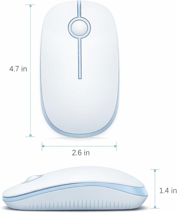VssoPlor Wireless Mouse, 2.4G Slim Portable Computer Laptop Mouse with Nano Receiver Quiet Silent Optical Mice for Notebook, PC, Laptop, Computer-Light Blue