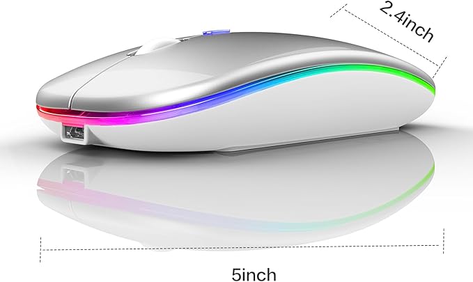 Bluetooth Wireless Mouse for Laptop mac MacBook ipad MacBook air MacBook pro pc Desktop Computer Windows Chromebook Notebook (Silver White)