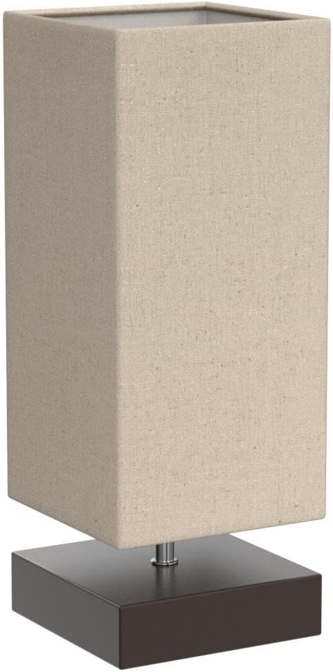 Touch Control Table Lamp Bedside 3 Way Dimmable Touch Desk Lamp Modern Nightstand Lamp with Square Fabric Lamp Shade Simple Night Light for Bedroom Living Room Office, Led Bulb Included