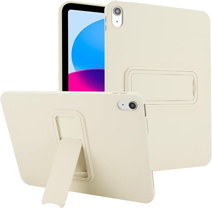 Shockproof Case for iPad 10th/11th Gen, TPU & Hard PC Back Cover with Kickstand Feature Screen & Camera Defense Cleaning Cloth + Stylus Included for iPad 11th 10th Gen, Beige