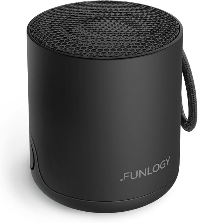 FUNLOGY Portable Mini2 Bluetooth Speaker, Wireless Portable Speaker with Deep Bass, IPX7 Waterproof, TWS Stereo Pairing, Built-in Mic, Small Speaker for Shower, Outdoor, Travel, Black