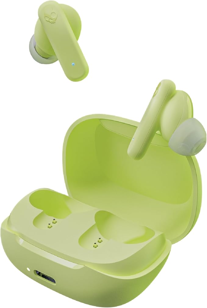 Skullcandy Smokin’ Buds Wireless Earbuds, Bluetooth Headphones, Noise Isolating Fit, Up to 20 Hours Battery, IPX4 Sweat and Water Resistant, Microphone for iPhone Android - Matcha