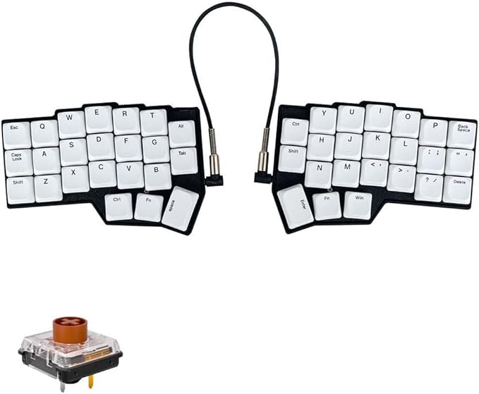 SZRKBD Choc Corne V4.1 Low Profile Split Ergonomic Mechanical Keyboard 40% Layout Wired Hot-Swappable RGB Backlit PBT Keycaps QMK/Vial Programmable for Enthusiasts & Professionals