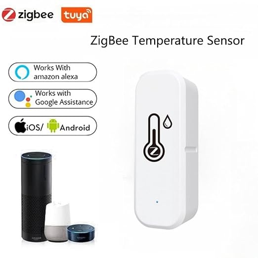 ZigBee Indoor Temperature and Humidity Sensor,Compatible with Alexa and Google Home,for Baby Rooms,Greenhouses Accessories,Garages,Office 4Pack(No Include Battery)
