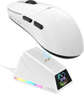 Yindiao AJAZZ AJ159 APEX Wireless Gaming Mouse with Magnetic Charging Base, 56g Lightweight BT/2.4G/USB-C Wired Mouse, PAW3950APEX 42K DPI Optical Sensor, Programmable Buttons for PC/Mac/Win(White)