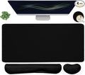 Large Mouse Pad and Keyboard Wrist Rest, Desk Pad for Keyboard and Mouse, 4-in-1 Large Gaming Mouse Pad with Wrist Support, Desk Mat for Home Office Study Game-Black