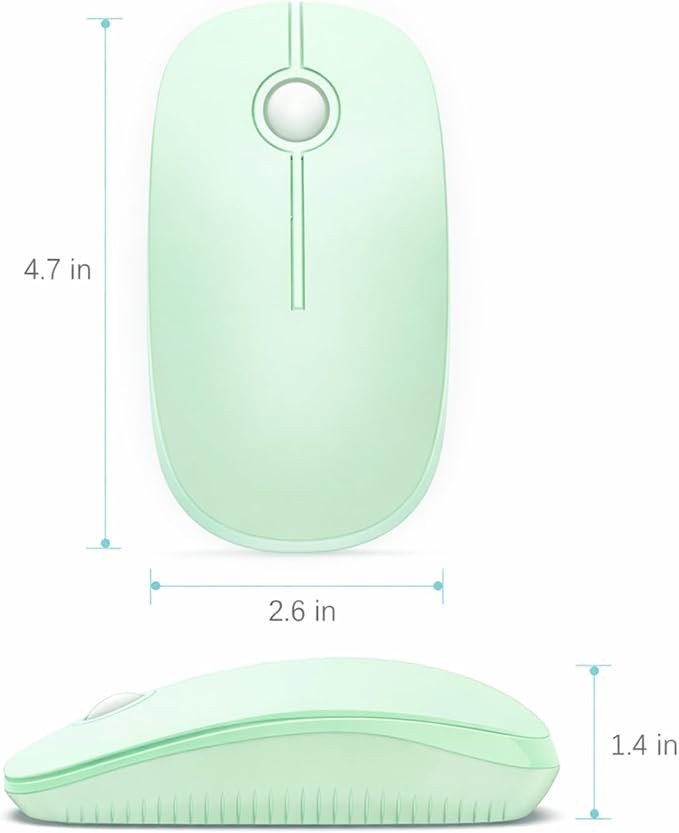 VssoPlor Wireless Mouse, 2.4G Slim Portable Computer Laptop Mouse with Nano Receiver Quiet Silent Optical Mice for Notebook, PC, Laptop, Computer-Light Green