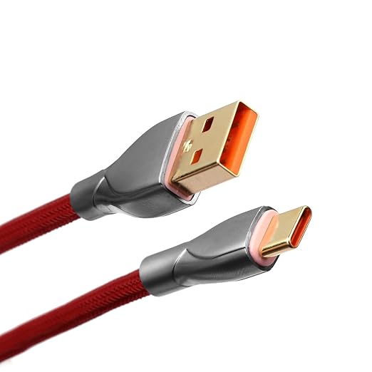 EPOMAKER Mix 1.8m Coiled Type-C to USB A TPU Mechanical Keyboard Space Cable with Detachable Aviator Connector for Gaming Keyboard and Cellphone (Red)