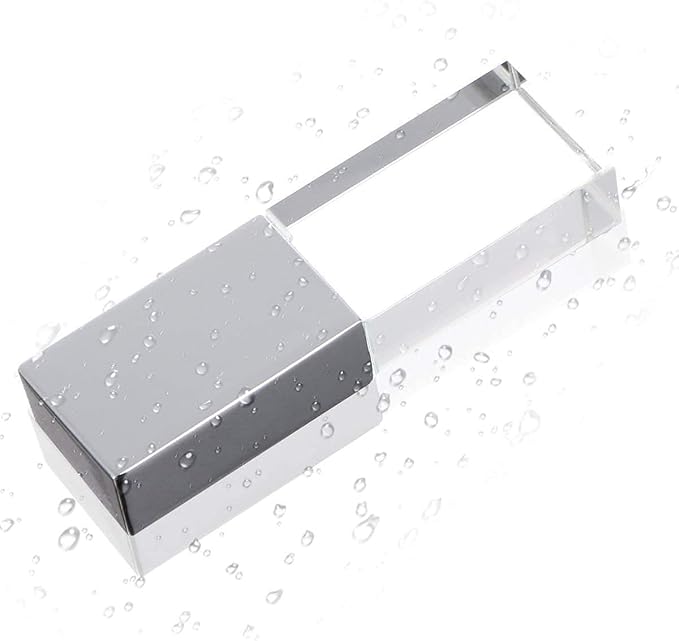 New Crystal Transparent Rectangle Genuine USB Flash Drive 3.0 LED Lighting Memory Stick Birthday Wedding Gift Pen Drive,Silver (16GB)