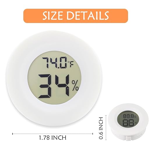 Digital Mini Thermometer Round Hygrometer, 3-Pack, LCD Display, Indoor Temperature Humidity Meter for Greenhouse, Fridge(White)