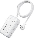 Power Strip 10 ft, Flat Plug Extension Cord with 6 Outlets 4 USB Ports, Outlet Extender Long Cord, Overload Protection, Extension Cord with Multiple Outlets for Indoor, Home, Office